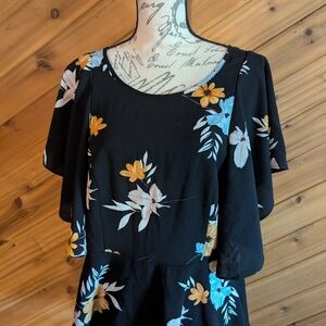 City Chic Black Floral Blouse